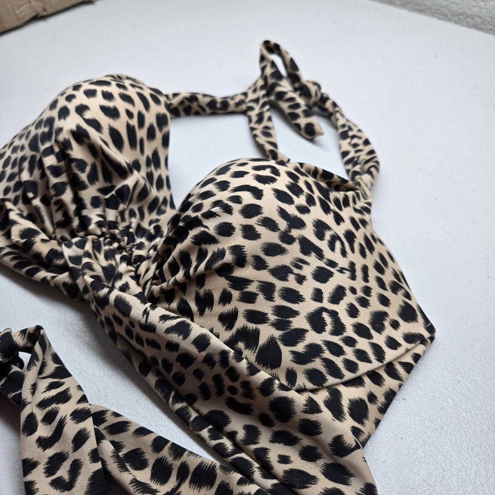 Victoria's Secret Women Swimwear 36C Beige Animal Print Halter Knot - Picture 11 of 11